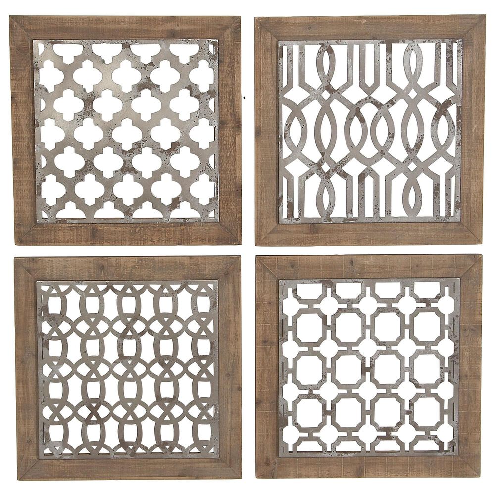 Maple and Jade 19" x 19" Wall Decor in Brown and Silver (Set of 4), , large