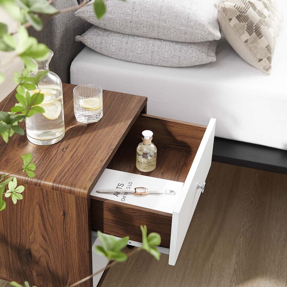 Modway Transmit 2 Drawer Nightstand in Walnut White, , large