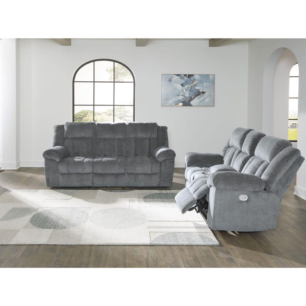 Ashley Tip-Off Power Reclining Loveseat in Slate, , large