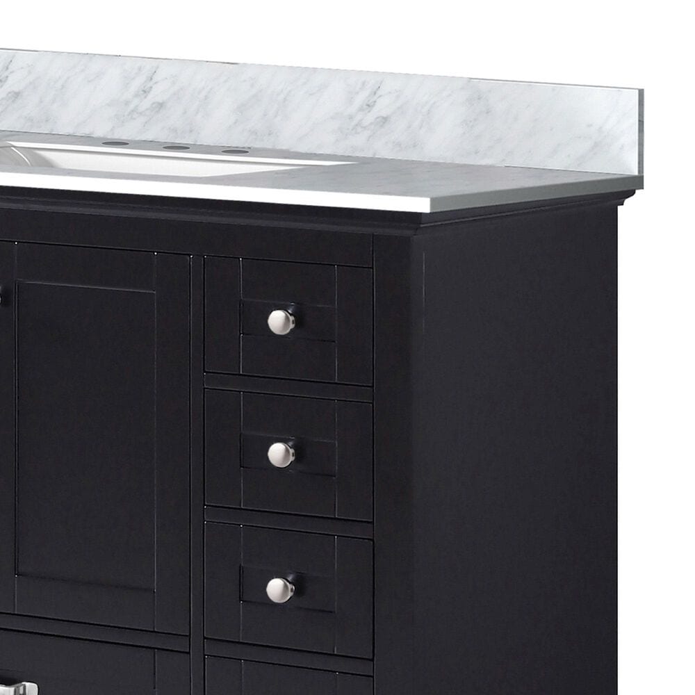 Lexora Home Dukes 84&quot; Double Bathroom Vanity in Espresso with 2 cm White Carrara Marble Top and Rectangular Sinks, , large