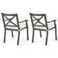 Hearth and Haven Outdoor Aluminum Dining Chair with X-Back Design and Ivory Cushion in Black (Set of 2), , large