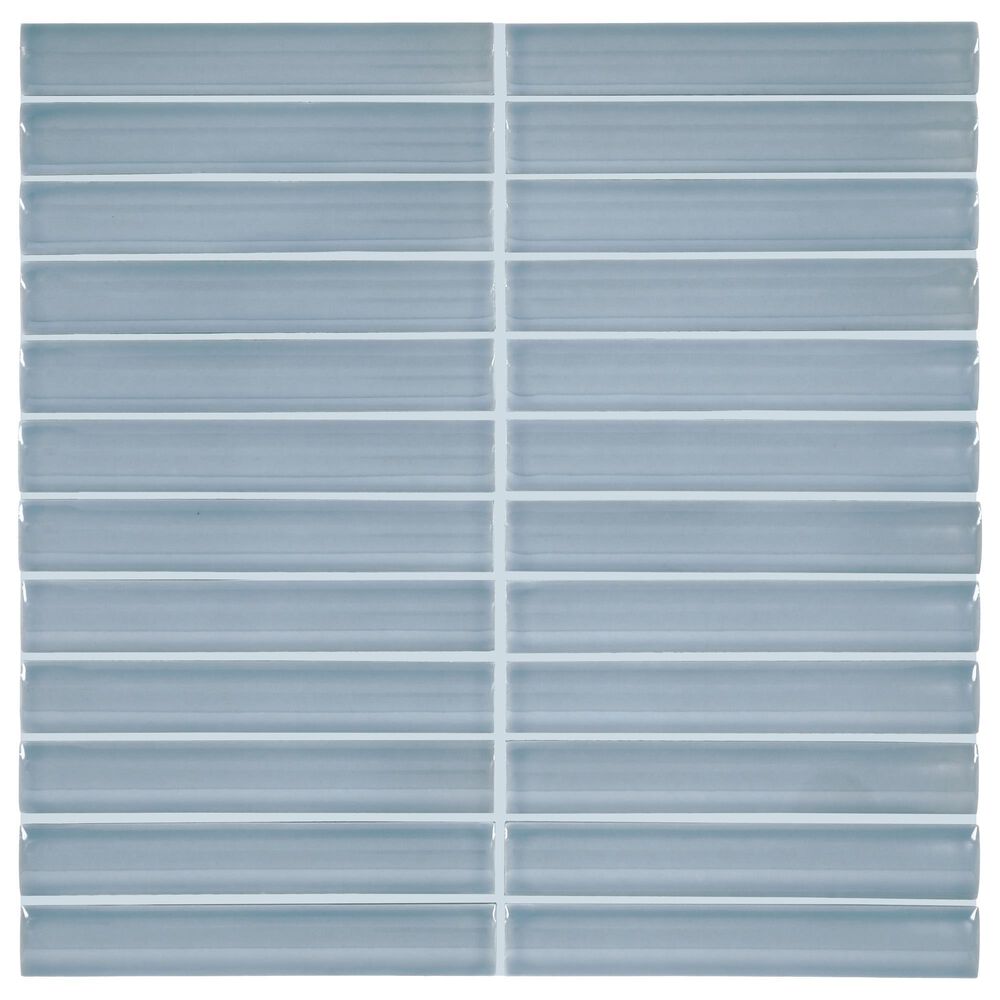 Dal-Tile Artefino Vintage Celestite 2" x 6" Fish Scale on 12" x 13" Porcelain Mosaic Sheet, , large