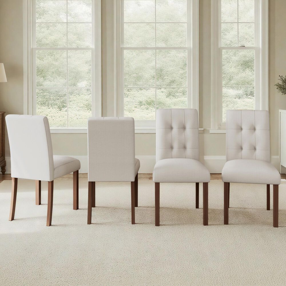 Hearth and Haven Side Chair with Beige Cushion in Wanut (Set of 4), , large