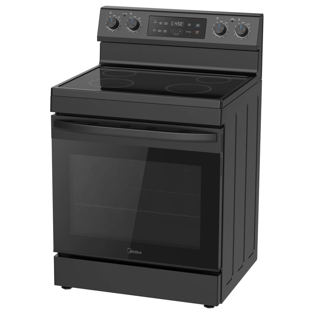 Midea 6.3 Cu. Ft. 4-Element Freestanding Electric Range with Steam Cleaning in Black, , large