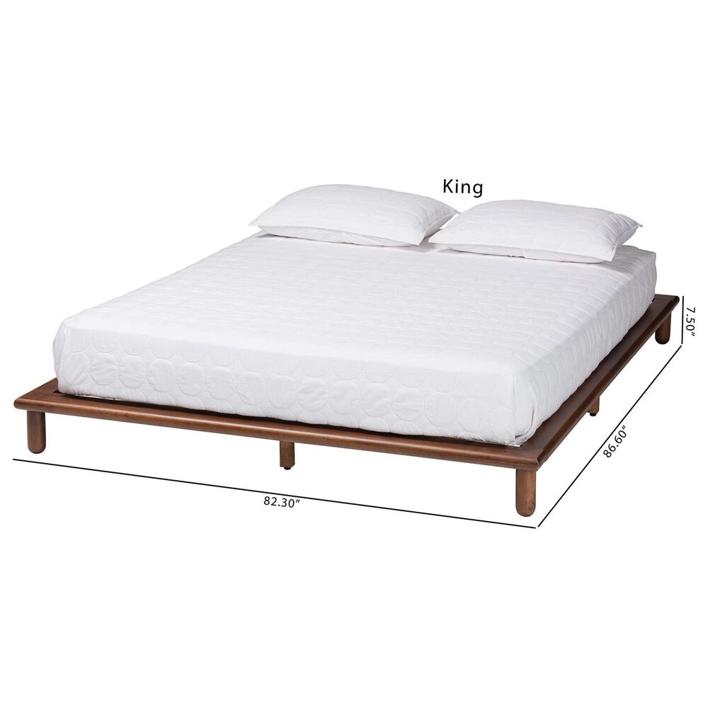 Baxton Studio Alivia King Platform Bed Frame in Walnut Brown, , large