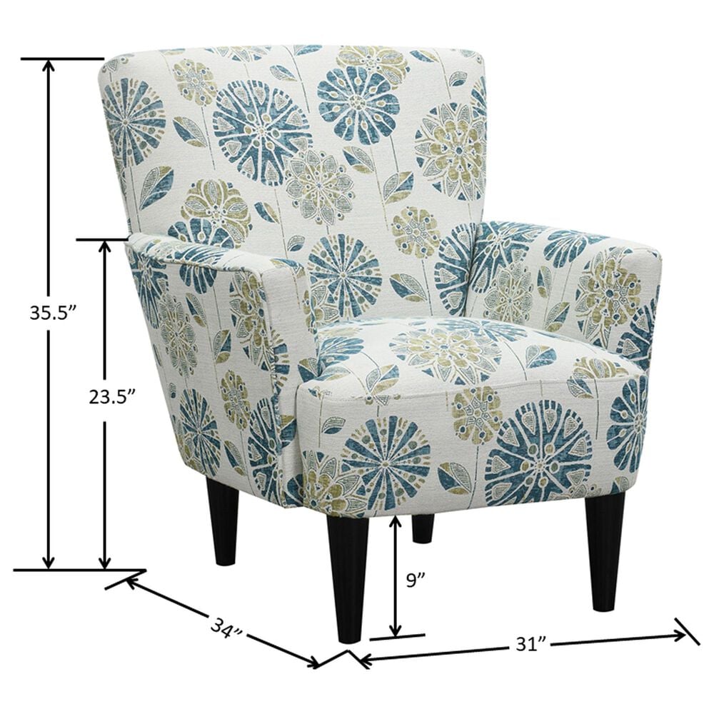 Emerald Home Furnishings Flower Power Accent Chair in Cascade Teal, , large