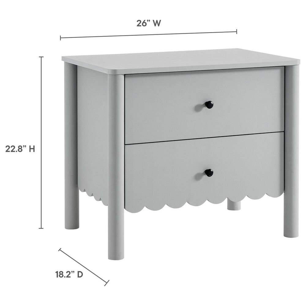 Modway Emmeline Scalloped 2 Drawer Nightstand in Light Gray, , large