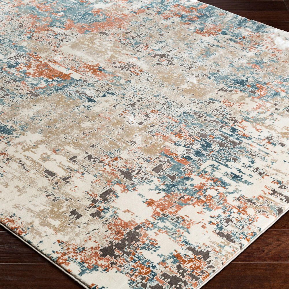 Surya Pune Deep Teal, Sky Blue, Light Beige, Tan, Dark Brown and Burnt Orange 8&#39;10&quot; x 12&#39;4&quot; Area Rug, , large