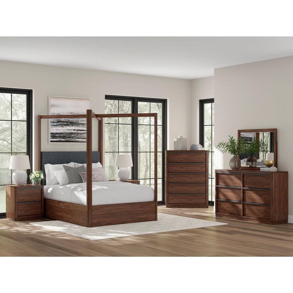 Millenium Dilenno Queen Canopy Panel Bed in Dark Brown with USB Ports, , large