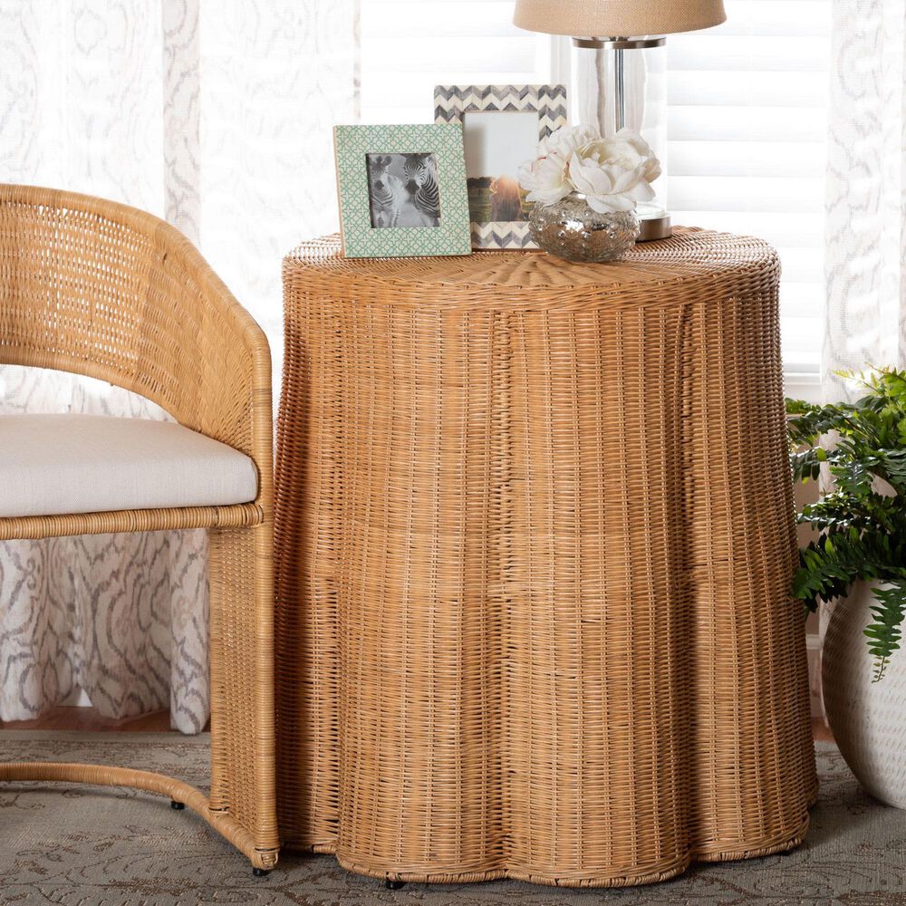 Baxton Studio Palm End Table in Light Honey, , large