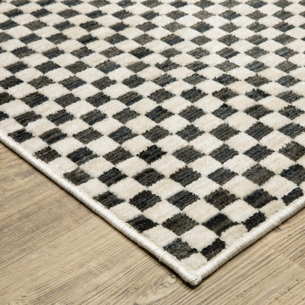 ROW by Oriental Weavers Hunter Black and Ivory 2'3" x 7'6" Runner, , large