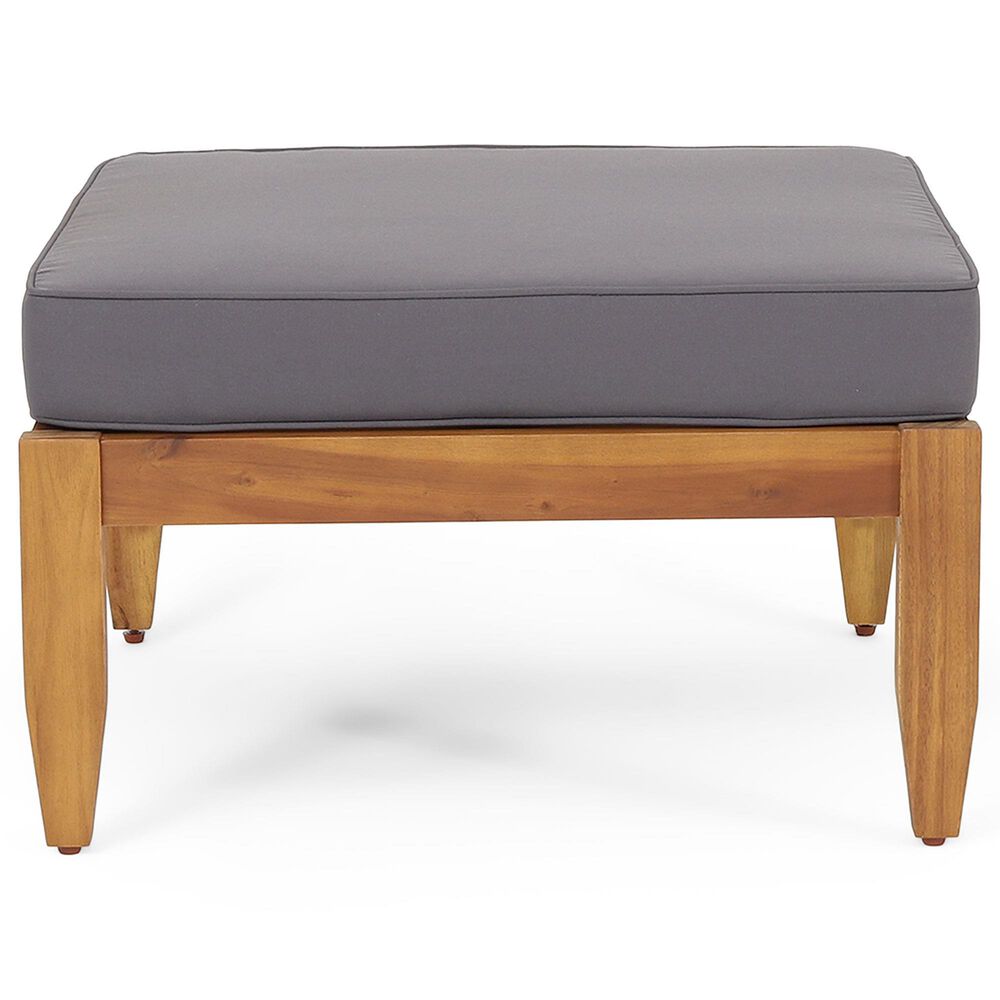 Hearth and Haven Aston 2-Piece Patio Chat Set with Gray Cushion in Teak, , large
