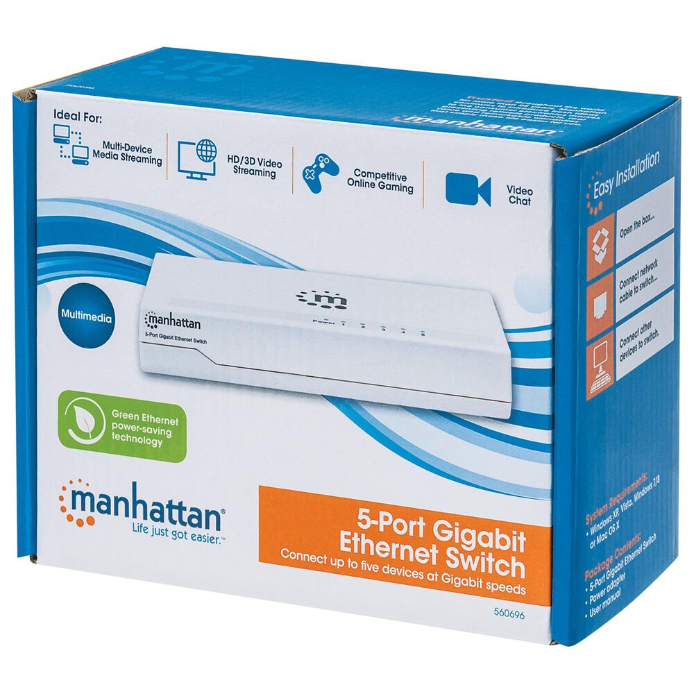 Manhattan 5-Port Desktop Gigabit Ethernet Switch in White, , large