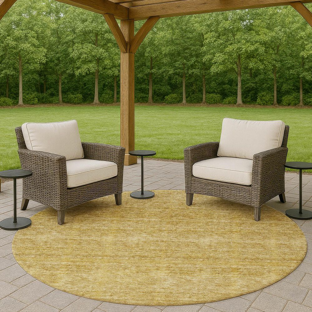 Dalyn Rug Company Soft Essentials Solid Gold 8' Round Indoor/Outdoor Area Rug, , large