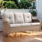 Sunwell Garden Outdoor Sofa with Yellow Rattan in Beige, , large