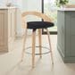 Armen Living Sonia Swivel Counter Height Stool with Black Upholstery in Oak, , large