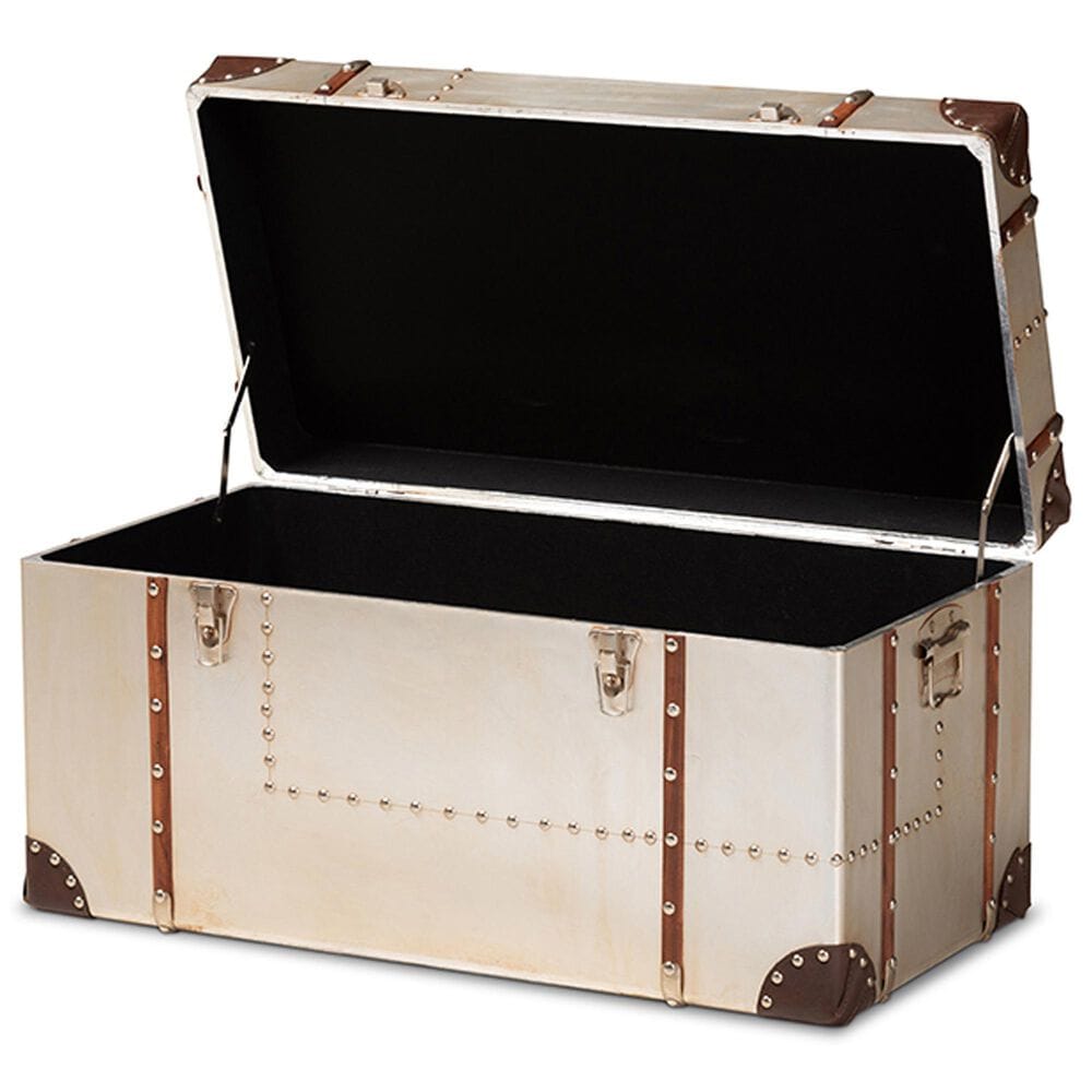 Baxton Studio Bechet Storage Trunk in Silver, , large