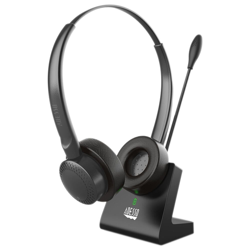 Adesso Stereo Bluetooth Headset with Microphone and Charging Dock in Black, , large