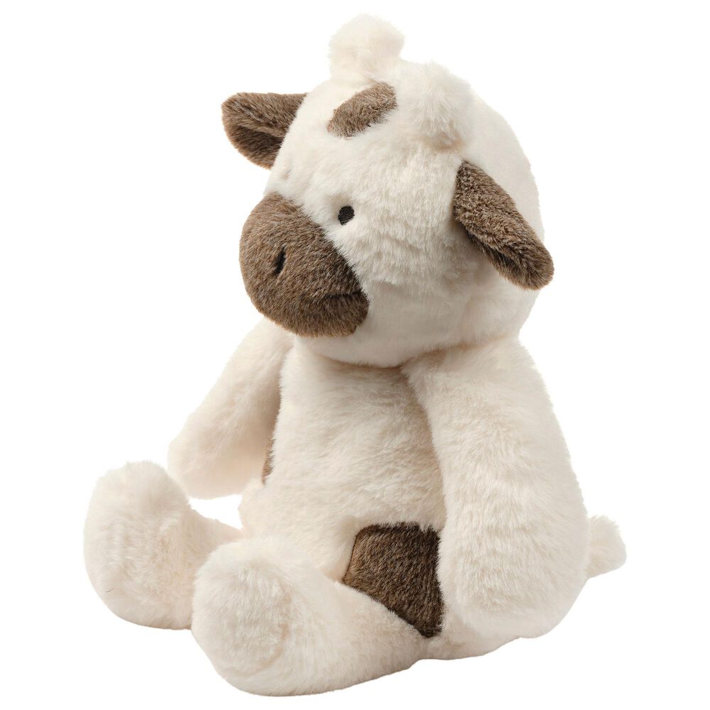Lambs &amp; Ivy Farmyard Friends Milkshake Cow Plush Toy in White and Brown, , large