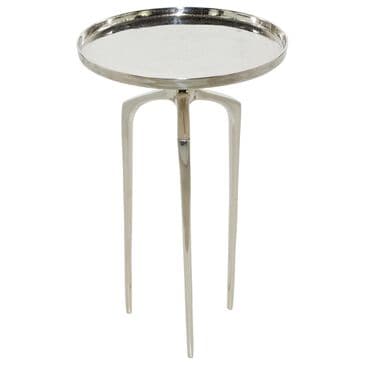 Maple and Jade 25" Round End Table with 3 Tripod Legs in Polished Silver, , large