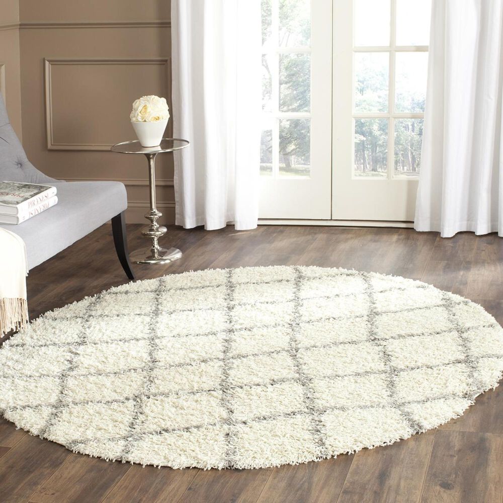 Safavieh Dallas Shag SGD258F-6R 6" Round Ivory/Grey Area Rug, , large