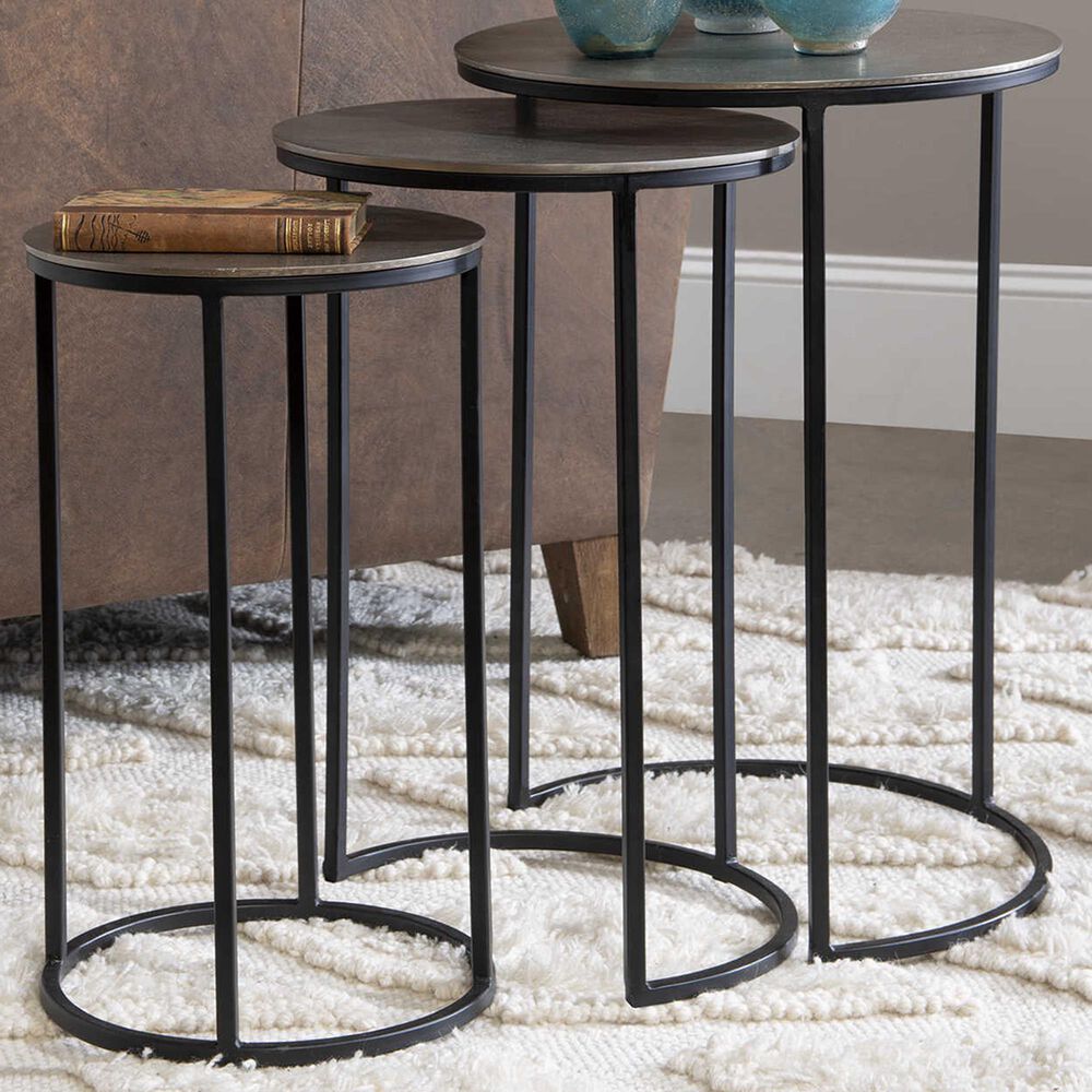 Uttermost Erik Nesting Tables in Aged Black and Antiqued Nickel, , large