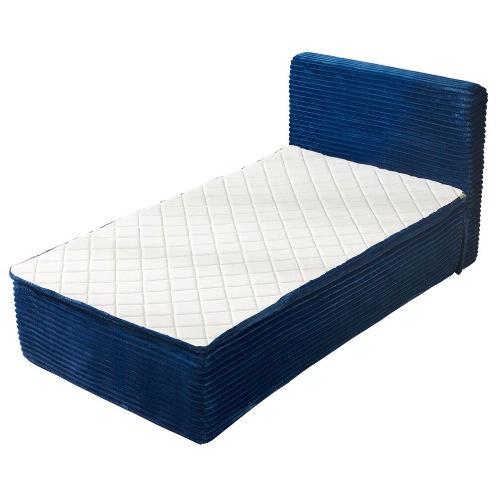 HOMLUX Plush Twin Mattress with Blue Headboard, , large