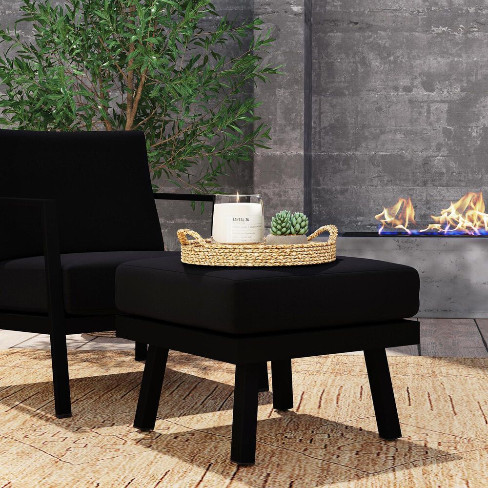 Linon Home Decor Holland Patio Ottoman in Black, , large