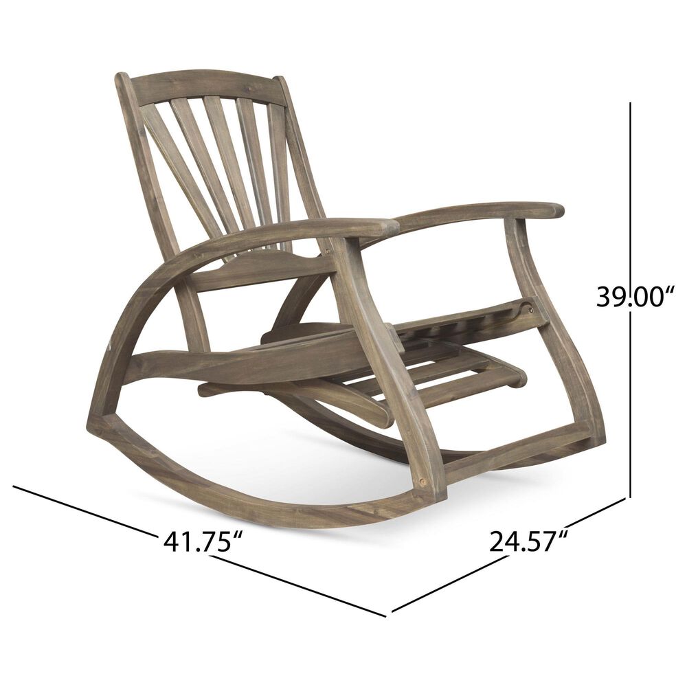 Hearth and Haven Sunview Outdoor Rocking Chair with Retractable Footrest in Grey, , large
