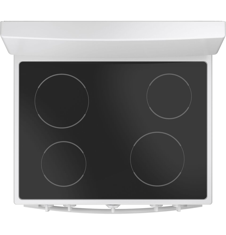 GE Appliances 30" Freestanding Self-Cleaning Radiant Front-Mount Range in White, , large