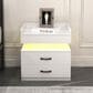 Hearth and Haven 2-Drawer Nightstand with Adjustable LED Strip Light in White, , large