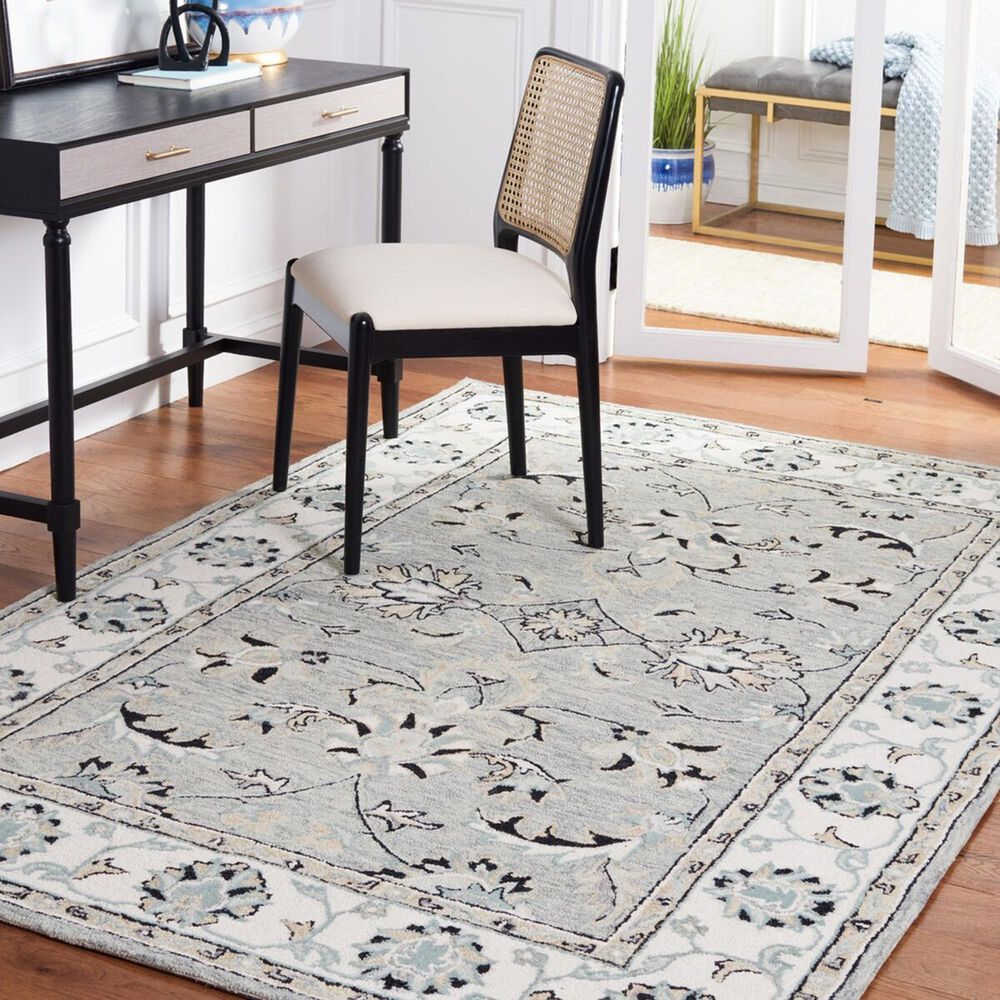 Safavieh Micro-Loop MLP384F 4&#39; x 6&#39; Gray and Ivory Area Rug, , large