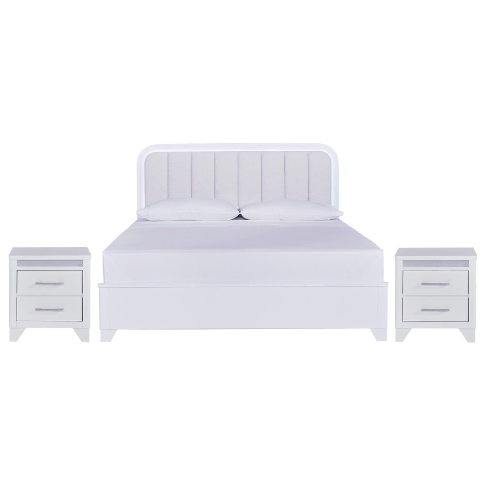 Ashley Jarlee California King Upholstered Bed with Two Nightstands in White, , large