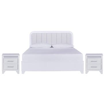 Ashley Jarlee California King Upholstered Bed with Two Nightstands in White, , large