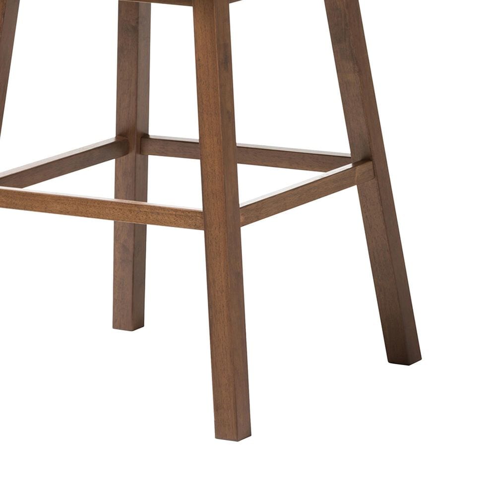 Baxton Studio Gradisca Swivel Bar Stool with Light Beige Cushion in Dark Walnut (Set of 2), , large