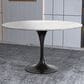 Leisuremod LeisureMod Verve Collection 48 Round Dining Table, Black Base with Sintered Stone White Top, , large