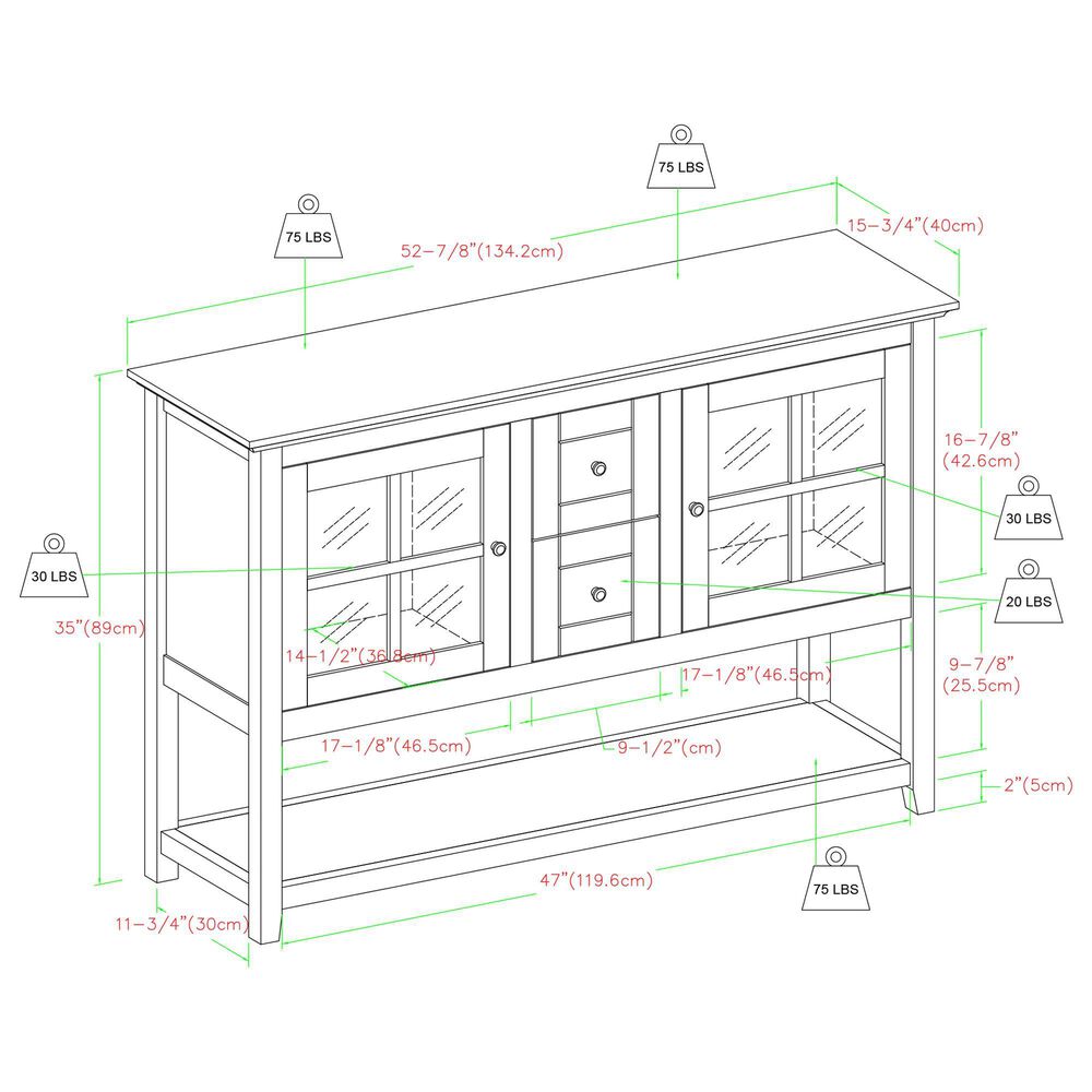 Walker Edison 52&quot; TV Stand in White, , large