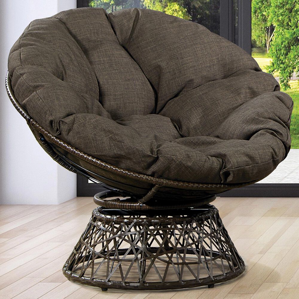 Valor Living Papasan Swivel Chair in Brown, , large
