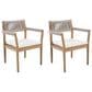Hearth and Haven Outdoor Braided Acacia Wood Dining Chair in Cream (Set of 2), , large