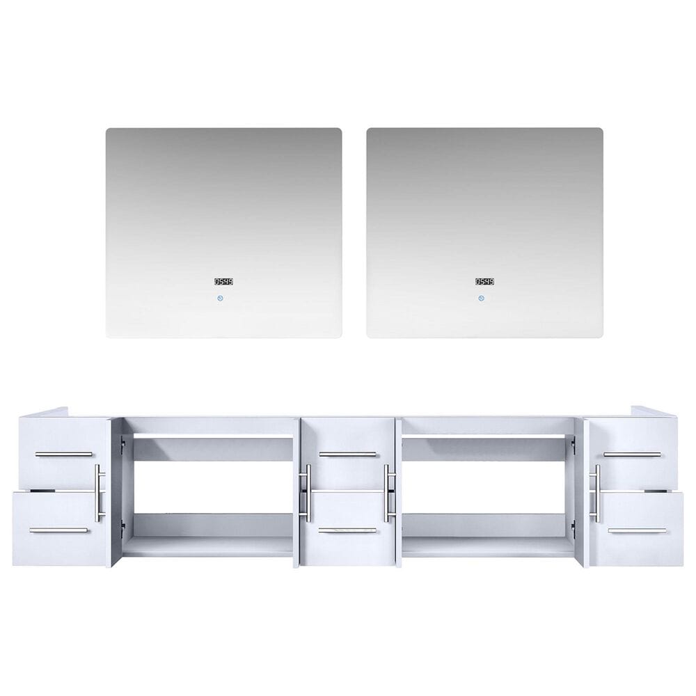 Lexora Home Geneva 84&quot; Double Bathroom Vanity Cabinet Only in Glossy White and 36&quot; LED Mirrors, , large