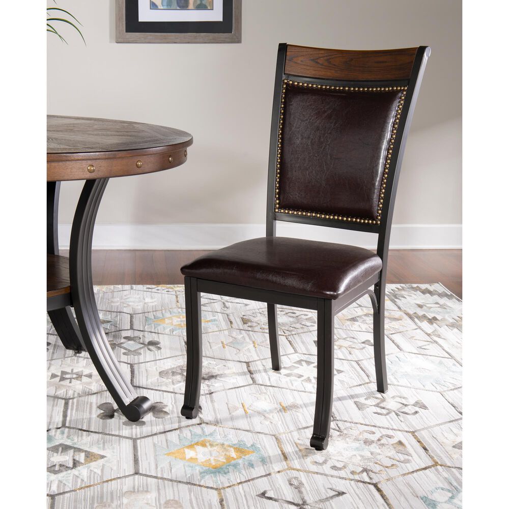 Linon Home Decor Franklin Side Chair in Black and Umber Brown, , large