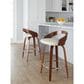 LumiSource Grotto 26" Swivel Counter Stool with Cream Faux Leather Upholstery in Walnut and Chrome (Set of 2), , large