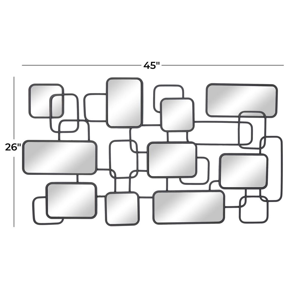 Maple and Jade 26&quot; x 45&quot; Metal Geometric Overlapping Rectangular Wall Mirror in Matte Black, , large