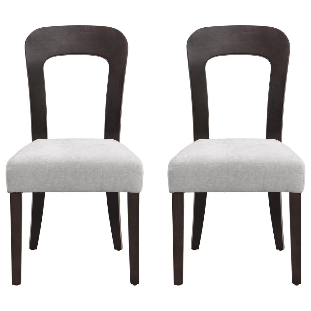Hearth and Haven Upholstered Side Chair with Gray Cushion in Dark Brown &#40;Set of 2&#41;, , large