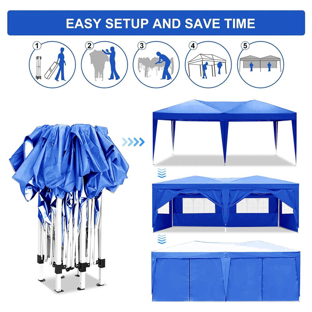 HOMLUX 10' x 20' Outdoor Pop Up Canopy Gazebo for Party in Blue, , large