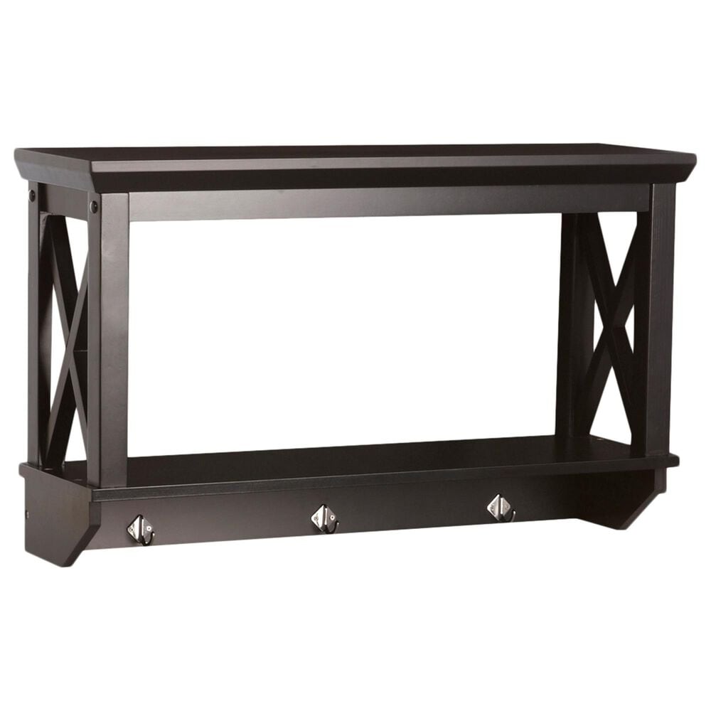 RiverRidge Home X-Frame Wall Shelf with Hooks in Espresso, , large