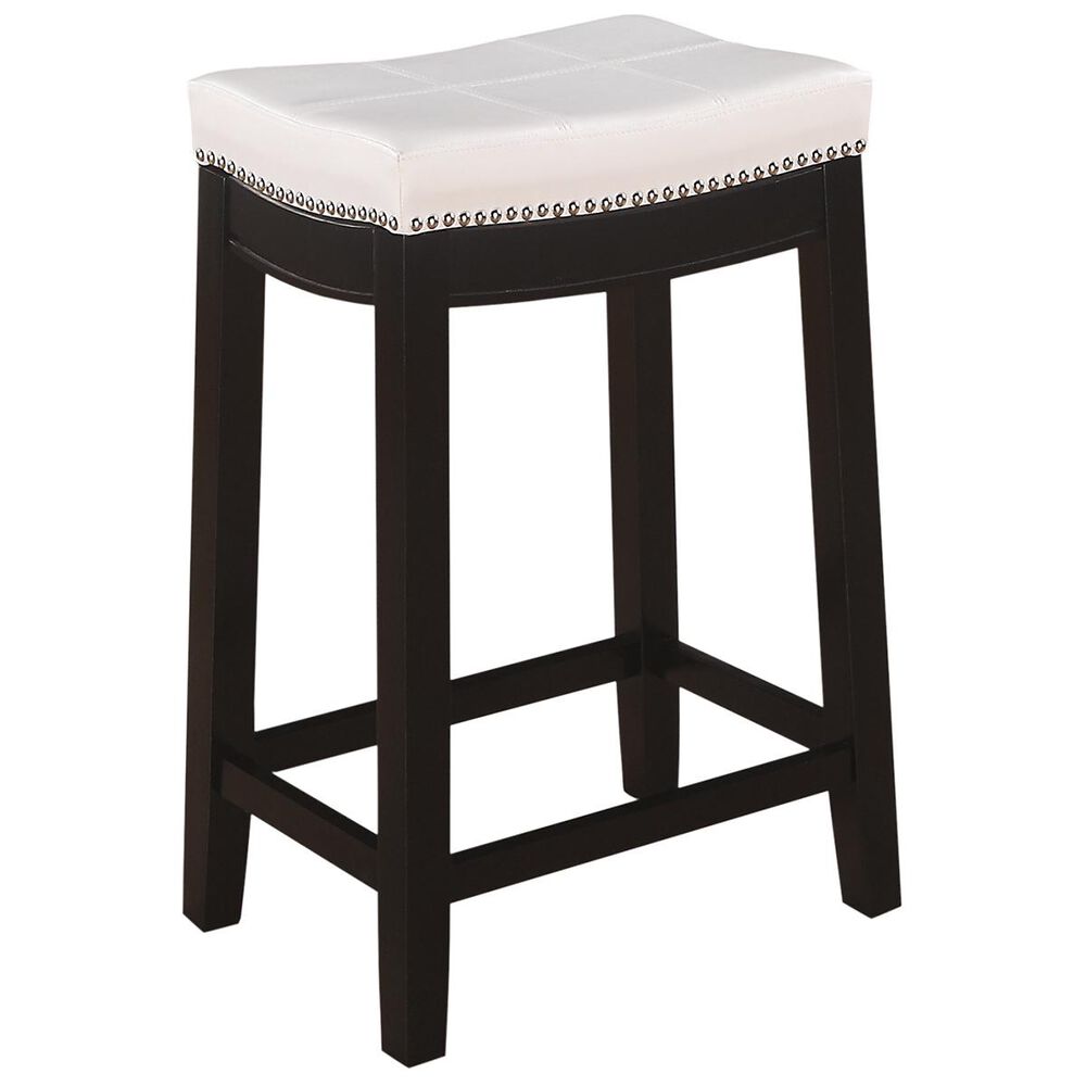 Linden Boulevard Claridge 24" Patches Counter Stool with White Seat in Dark Brown, , large