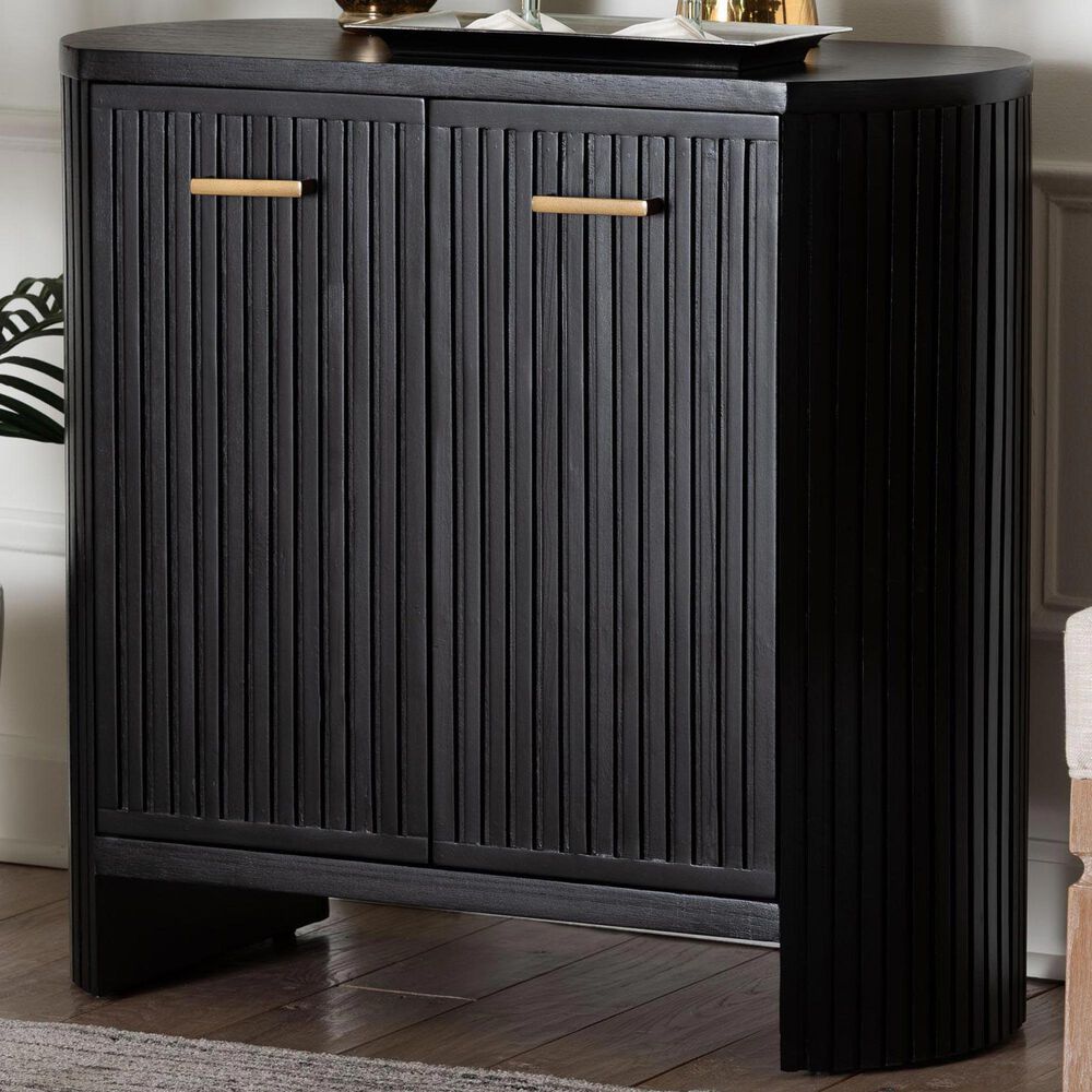 Baxton Studio Keshet 2-Door Accent Cabinet in Black, , large