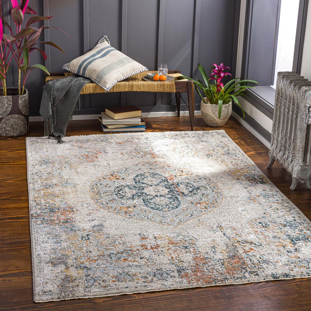 Surya Laila 10&#39; x 14&#39; Orange, Teal, Sage, Gray, Cream and Saffron Area Rug, , large