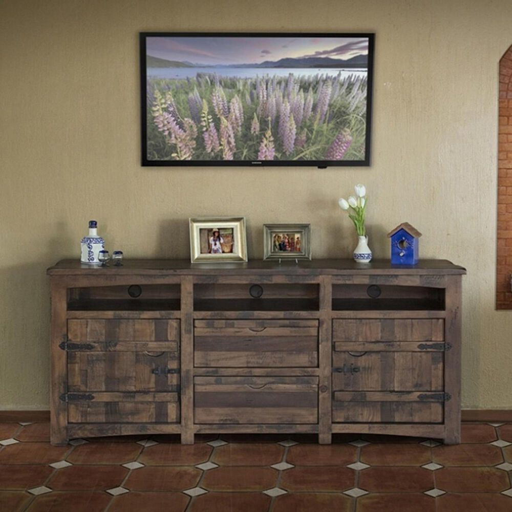 Fallridge Mezcal 80" TV Stand in Distressed Brown Stain, , large
